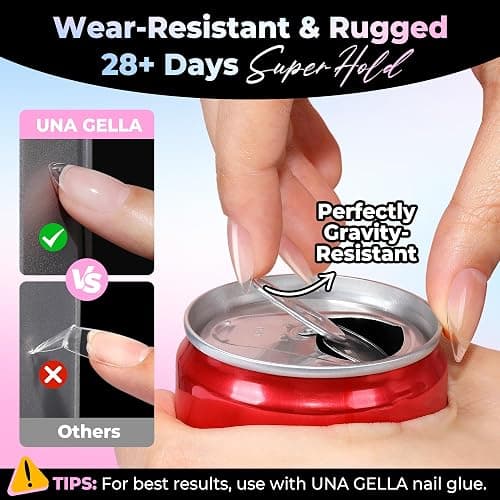 UNA GELLA Short Almond Gel Nail Tips 15 Sizes 300PCS Pre-Etched Soft Gel Clear Nail Tips Easy DIY Salon Short Almond Press On Nails Snug Fit Acrylic Fake Tips Extensions Long-Lasting Hold thumbnail 4