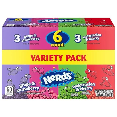 NERDS Candy, Dual Variety Pack, Grape & Strawberry, Watermelon & Cherry, Crunchy Fruity Chews, 9.9 oz (Pack of 6) thumbnail 9