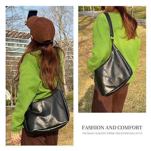 celestina Hobo Bags for Women, Ultra Soft Foldable Vegan Leather Shoulder Handbag, Stylish Slouchy Tote Purses thumbnail 2