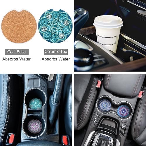 Frienda 14 Pcs Baja Car Seat Covers Full Set Multicolor Stripe Boho Print Steering Wheel Cover Seat Belt Cover Crystal Hanging Ornament Car Holders Fits (Stripe Style) thumbnail 6