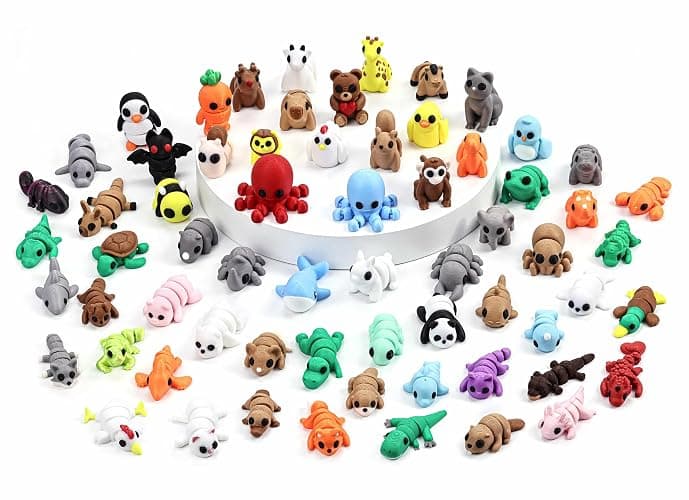 VABAO 65 PCS 3D Printed Animal Figurines Set, Articulated Animal Figurines,Fidget Toys, Flexible Desk Decor, Party Favor, Gifts for Girls and Boys, Classroom Reward, for Easter Basket Stuffers - Image 1