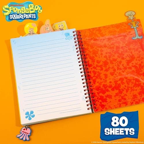 SpongeBob SquarePants™ Squishy Tab Journal, 6 x 8 in. Fidget Notebook With Interactive Tactile Liquid Cover, 4 Tab Dividers, 80 Lined Sheets, Great SpongeBob School Supplies or Office Stationery thumbnail 3