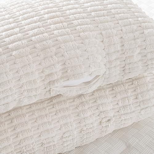 Fancy Homi Cream Boho Long Body Lumbar Decorative Throw Pillow Cover 20x54 Inch for Bed Couch Bedroom Bench, Soft Corduroy Rectangle Solid Pillow Case 50x137 cm, Rustic Farmhouse Room Decor thumbnail 3