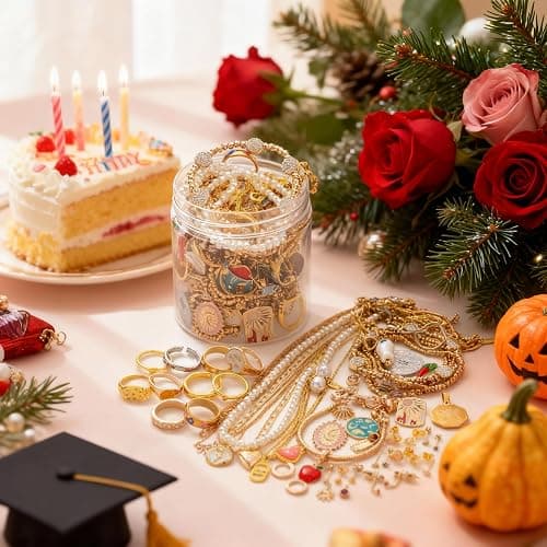 Mystery Jewelry Jar 30Pcs, Valentine's Gift Box – Necklace, Earrings, Ring, Bracelet Set for Her thumbnail 3