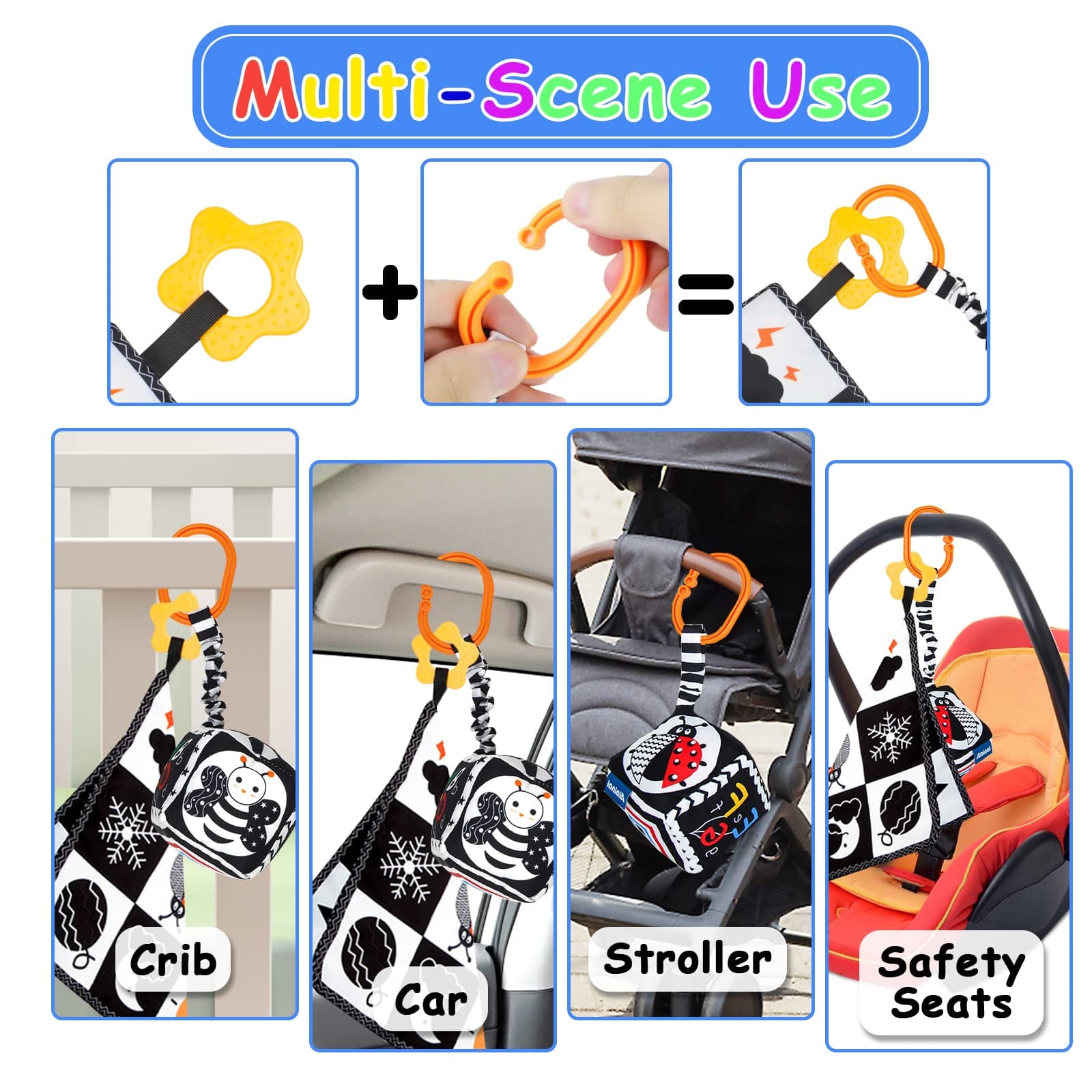 3 Pcs Black and White High Contrast Baby Toys 0-3 Months for Newborn, Montessori Toys for Babies Sensory Soft Book for Early Education, Infant Tummy Time Toys 0 6 9 Months Baby Gifts thumbnail 4