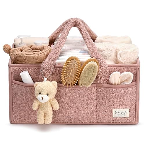 PeraBella Baby Diaper Caddy Organizer with Handle, Boy & Girl Shower Gift Basket, Portable Diaper Storage Basket Bin for Wipes, Newborn Baby Essentials Registry Search Must Haves, Car Caddy Organizer - Image 1