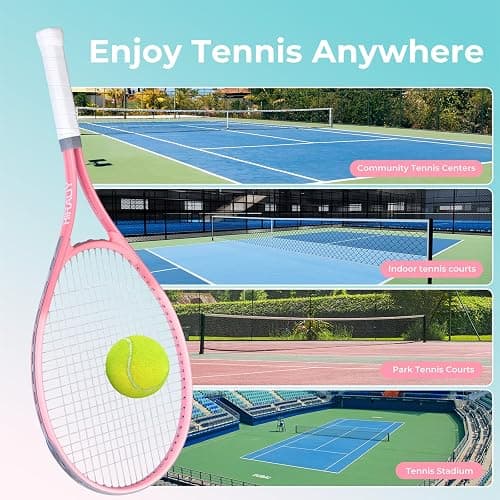 HIRALIY Tennis Rackets 2 Pack for Adults Beginners - 27 Inch Lightweight Aluminum Tennis Racquet Set with 3 Balls & Carry Bag - Vibration Dampening & Large Sweet Spot for Men Women Couples thumbnail 7