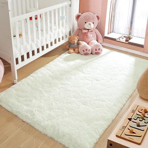 LOCHAS Ultra Soft Indoor Modern Area Rugs Fluffy Living Room Carpets for Children Bedroom Home Decor Nursery Rug 5.3x7.5 Feet, Cream thumbnail 6