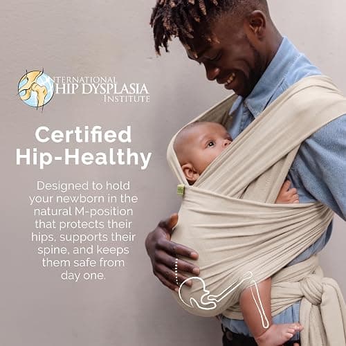 Boba Baby Wrap Carrier – Original Baby Sling Carrier for Newborns (7–35 lbs), Soft, Secure, Hands-Free & Ergonomic, Ideal for Comfortable Bonding, New Parents (Beige) thumbnail 5