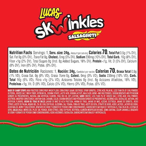 Lucas Salsagheti Watermelon Flavored Hot Candy Strips and Tamarind Sauce, 0.84 oz - 12 Pieces Pack for Treats, Snack, Parties, Piñatas,0.84 Ounce (Pack of 12) thumbnail 3