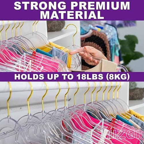 Premium Clear Invisible Acrylic Hangers,Crystal Plastic Hangers,Clear Hangers 50 Pack Ultra Slim & Space Saving Suit Hangers for Coats, Pants & Dress Clothes thumbnail 5