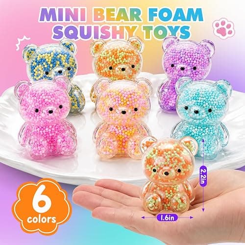 12 Pack Bear Squishy Toys，Squishy Stress Squeeze Balls for Adults Kids | Bulk Mini Squishies Balls for Calming , Fidget Toys for Party Favors ,Birthday Giftsf, Classroom Prizes thumbnail 2