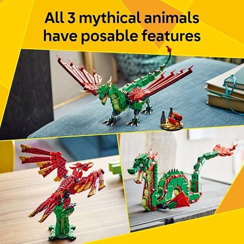 LEGO Creator 3 in 1 Medieval Dragon Toy - Building Toy with 3 Build Options, Dragon, Sea Serpent, or Phoenix - Fantasy Set for Kids, Boys and Girls, Ages 9+ - Gift Idea for Birthdays - 31161 thumbnail 4