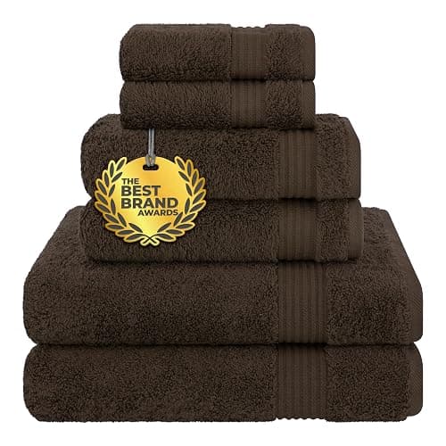 Cotton Paradise 100% Cotton Turkish Towel Set, Soft Absorbent Quick Dry, 6 Piece Towel Set, Chocolate Brown - Image 1