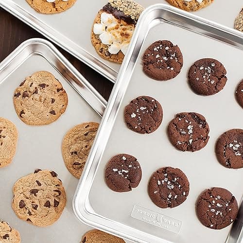Nordic Ware Naturals 3 Piece Set - USA Made Aluminum Commercial Quality Sheet Pan for Baking or Roasting, Encapsulated Galvanized Steel Rim Prevents Warping; Half Sheet, Jelly Roll and Quarter Sheet thumbnail 2