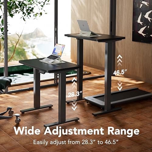 HUANUO 48" x 24" Electric Standing Desk Adjustable Height, 4 Memory Height Settings, Headphone Hook, Cable Manager, Sit Stand Up Desk for Home Office & Computer Workstation, Black thumbnail 4