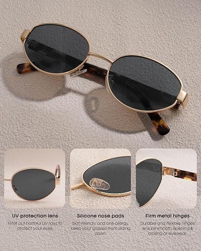 FURTALK Retro Oval Sunglasses Womens UV400 Protection Trendy Sun Glasses Sunnies Shades FT8219 thumbnail 6
