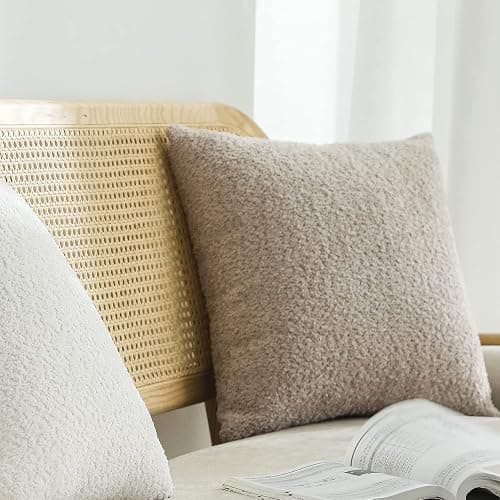 FIOUOVO Textured Farmhouse Throw Pillow Covers 20x20 Decorative Pillows for Bed Couch Pillows for Living Room Rustic Pillows Neutral Accent Cushion Cases Set of 2, Beige - Beige - 20" x 20" (Pack of 2) thumbnail 8
