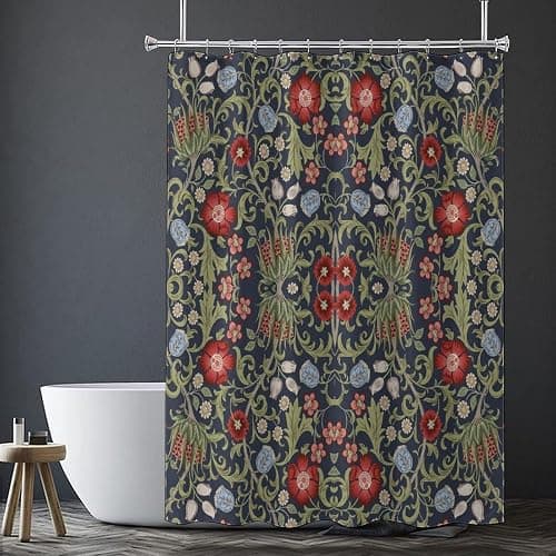 Focusbrite Boho Watercolor Floral Shower Curtain William Morris Design Heavy Duty Fabric Shower Curtain Set Bathroom Polyester Waterproof Shower Curtain 72x72 Inches(183x183cm), Style thumbnail 8