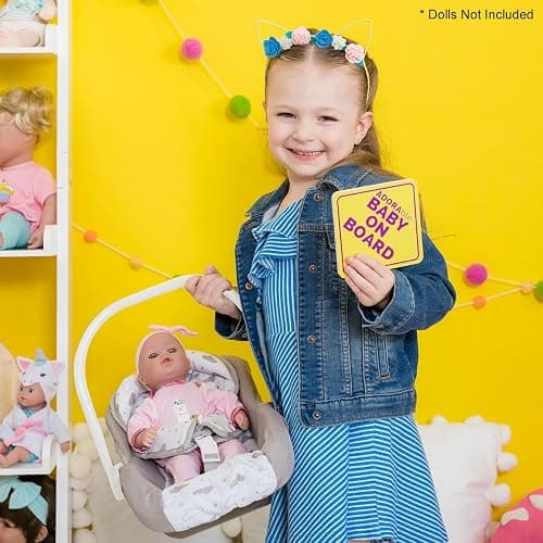 Adora Twinkle Stars Baby Doll Car Seat, Creative, Stylish and Functional Doll Accessory That Fits Dolls up to 20", Plush Toys or Stuffed Animals for Ages 2 and Up - White Handle thumbnail 2