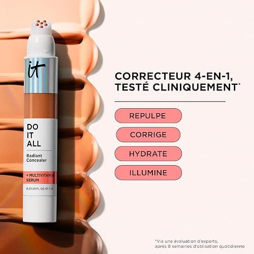 IT Cosmetics, DO IT ALL Concealer, Correcteur + Boosteur d'Éclat, Longue Durée, Effet Repulpant, Anti-Cernes, Teint Lumineux, Formulé avec un Sérum Multivitaminé, Tous Types de Peau, 7 ml thumbnail 4