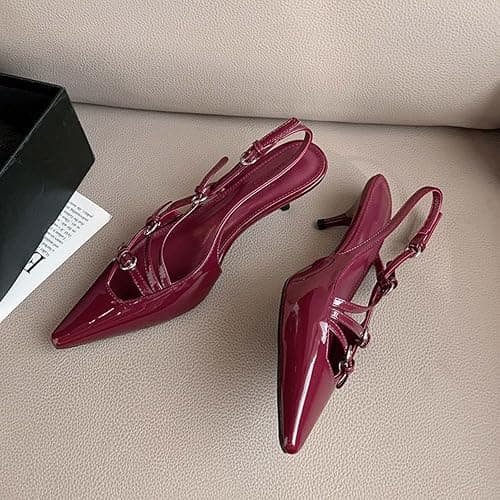 MICIFA Slingback Kitten Heels for Women Pointed Toe Stiletto Heels Slip On Pumps with Buckled Straps Dress Work Pumps Shoes thumbnail 4