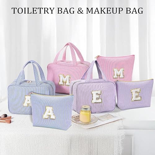 YOOLIFE Stocking Stuffers for Teen Girls Gifts Trendy Stuff - Hanging Initial Toiletry Bag for Women Teen Girls, Gifts for Mom Daughter Sister Friends, Letter E, Pink thumbnail 8