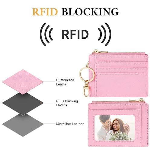 Sodsay Card Case Slim Front Pocket Wallet for Women Credit Card Holder with Keychain thumbnail 5