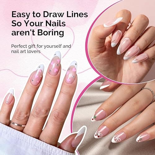 MelodySusie 8ML White Gel Liner Nail Art Polish | Line and Patterns of Painting,French Nail Tips,DIY Manicure Pedicure for Home DIY thumbnail 4