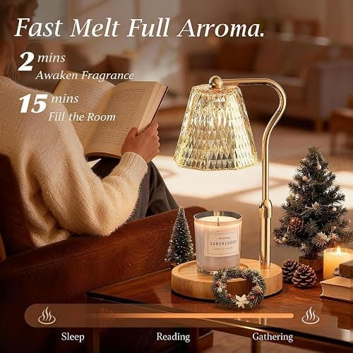 Candle Warmer Lamp with Timer Gifts for Women, Adjustable Height Wax Warmer Lamp for Scented Candles Home Essentials Decor, White Elephant Gifts for Adults Who Have Everything thumbnail 2