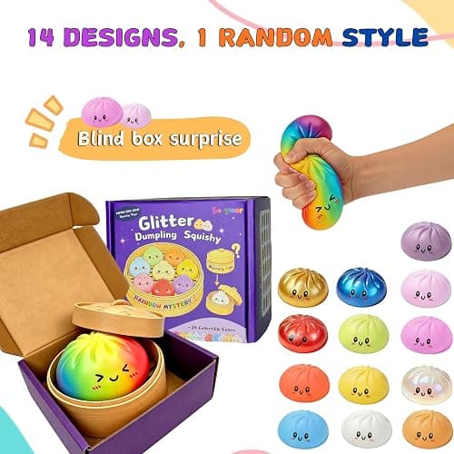 Dumpling Squishy with Mystery Box Bulk,Giant Dumpling Squishy Stress Ball,Squishy Bun,Random 24 Colorful Mystery Gift Box for Adult Classroom Prizes Party Favor (12) thumbnail 3