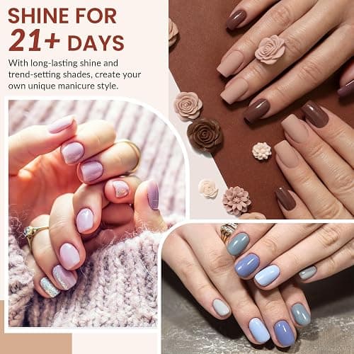 VANREESA Gel Nail Kit, 24 Colours Gel Nail Polish Set with Lamp Starter Kit Brown Red Dark Gels Polish Set with Manicure Tools DIY at Home Gifts for Women thumbnail 5