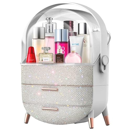 Ptesly Teen Girls Gift Makeup Organizer,Skincare Organizer Jewelry Storage,Cosmetics Storage and Display Case,Make Up Holders and Organizers for Countertop,Bathroom Organizer (Pearl White) thumbnail 8