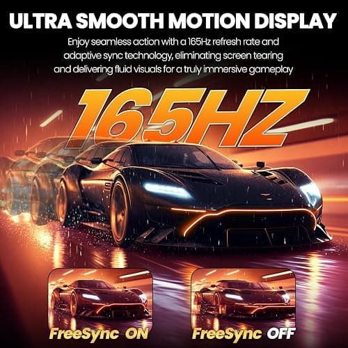 CRUA 34'' White Gaming Monitor, 165HZ/144HZ, WQHD(3440x1440P) IPS UltraWide Screen Computer Monitors with Built-in Speakers, Supports FreeSync, 120% sRGB, HDMI 2.0 & DP 1.4, Wall Mountable Installs thumbnail 4