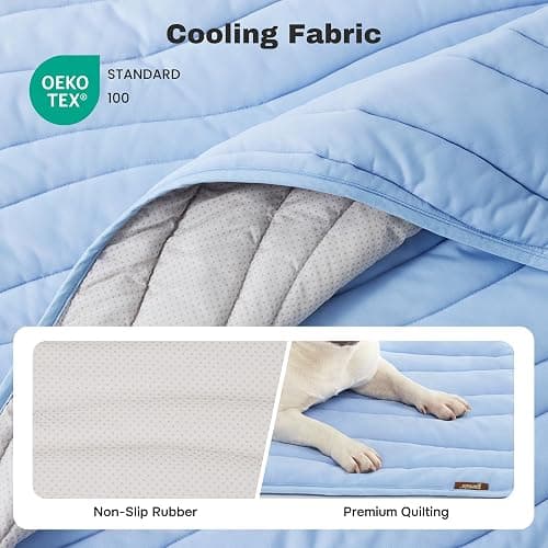 ZOMISIA Cooling Mat for Medium Dogs - Thin Portable Pet Cooling Pad, Breathable and Washable Cool Fiber with Non-Slip Bottom, Outdoor Use for Summer, 29x18, Blue thumbnail 5