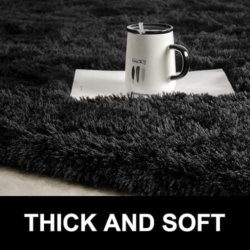 LOCHAS Ultra Soft Children Rugs Room Mat Modern Shaggy Area Rugs Home Decor 2.6' x 5.3', Black thumbnail 5