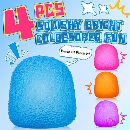 4Pcs Textured Stress Balls for Autism, Squishy Doh Fidget Toys, Sensory Squeeze Hand Exercise Stress Ball Toys for Adults & Kids, Relax, Anxiety, Fidget, Tension and Stress thumbnail 4