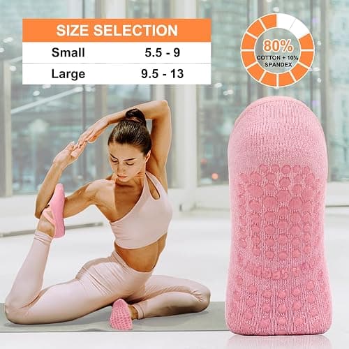 Diu Life 3 Pack Pilates Socks Yoga Socks with Grips for Women Non Slip, Workout, Pure Barre, Ballet, Dance, Hospital Socks thumbnail 5