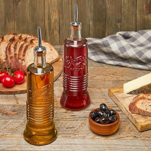 MosJos Original Mason Oil and Vinegar Dispenser Set - 17 oz Glass Olive Oil & Vinegar Cruet Set - Non-Drip, BPA-Free, Dishwasher Friendly Bottles with Stainless Steel Spouts thumbnail 7