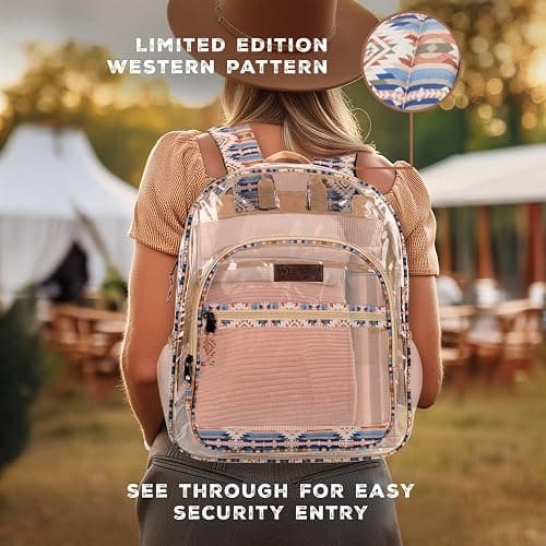 Wrangler Clear Backpack for Girls- Water Resistant Clear Bookbag, Plastic See Through Backpack for Stadium Events and School thumbnail 3