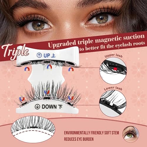 Higu clace Magnetic Eyelashes 1 Pair Reusable Magnetic Lashes With applicator, Magnetic Eyelashes Natural Look, No Glue Needed(XTY-A) thumbnail 2