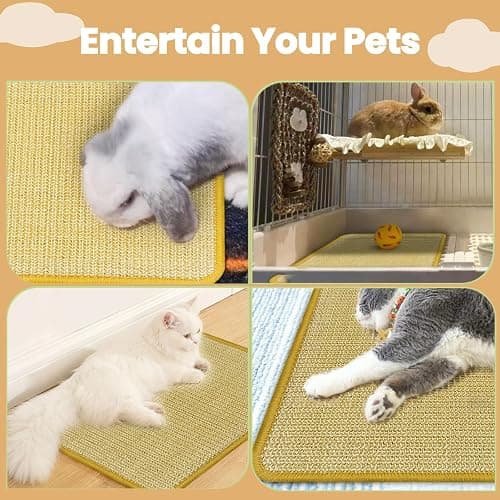 DYAUS Bunny Scratch Pads, Natural Sisal Rabbit Scratching Mats for Claws and Teeth Care, Indoor Bunny Chew Toys Bunny Bed for Biting Sleeping Nesting (3PCS, 16x12in) thumbnail 7