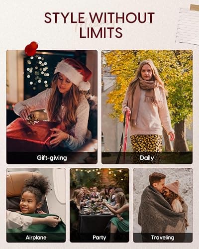 Turnshine Pashmina Shawl Wrap Soft Cashmere Feel Blanket Scarf for Women, Wedding & Evening Wrap, Winter Warm Fashion Scarves thumbnail 7