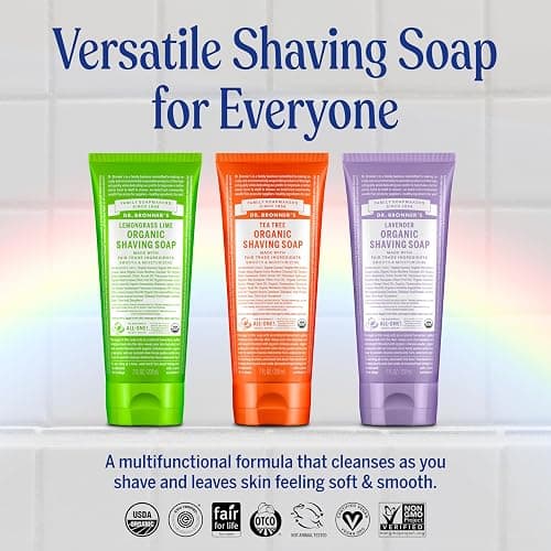 Dr. Bronner's - Organic Shaving Soap (Tea Tree, 7 Ounce) - Certified Organic, Sugar and Shikakai Powder, Soothes and Moisturizes for Close Comfortable Shave, Use on Face, Underarms and Legs thumbnail 2