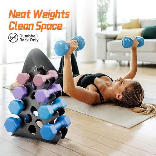 5-Tier | 4-Tier | 3-Tier Dumbbell Rack Only for Home Gym Women Dumbbell Holder with Handle Weight Racks For Free Weights Dumbbell Tower (Dumbbells Not Included) thumbnail 5