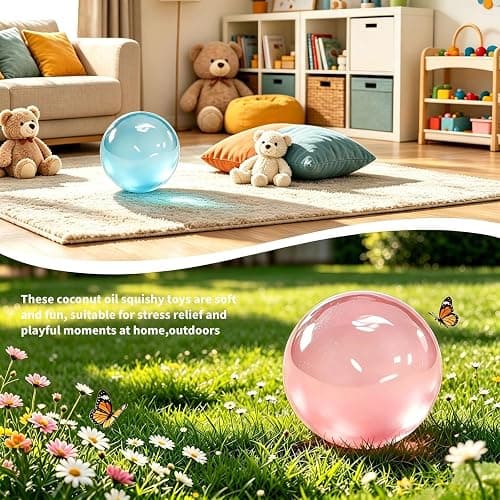 Coconut Oil Squishy,Soft Squishy Coconut Squishy Stress Balls,Slow Rising Stress Relief Toy,Funny Stress Balls for Anxiety Relief & Sensory Calm（Pink） thumbnail 4