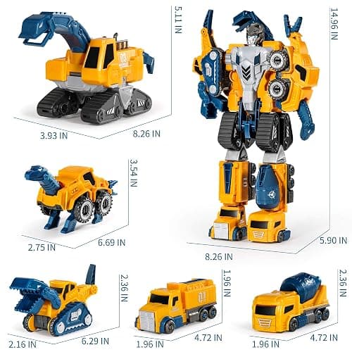 MIEBELY Toddler Robot Construction Vehicles Set – 5Pcs Transforming Robots for Kids - Magnetic Toys with Sturdy Connectors – Easy DIY Assembly Function – 5-in-1 Educational STEM Toys thumbnail 3