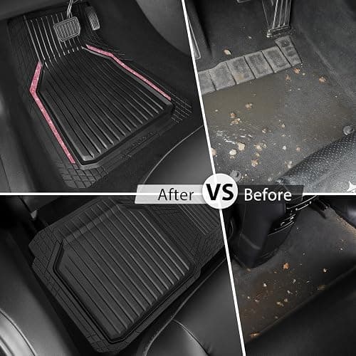 CAR PASS Pink Heavy Duty Rubber Floor Mats for Car, Waterproof Liner Deep Dish Bling Car Mats Full Sets, Universal Trim to Fit for SUV Truck Sedans Vans, All Weather Floor Mats, Pink Sparkly thumbnail 6