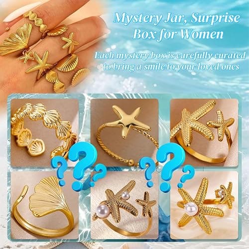 RRCJXLQDSF Ocean Mystery Jewelry Jar, Boho Style Surprise Box Mystery Jars Full of Jewelry (Necklace, Bracelets, Earrings, Rings) Romance From The Ocean Accessories for Women (10 Random Pieces) thumbnail 6