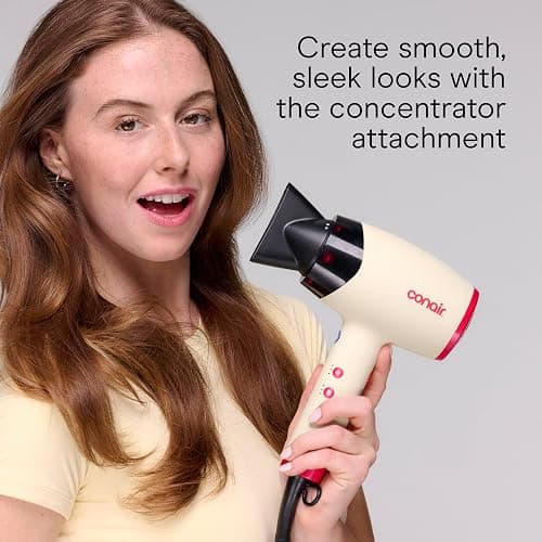 Conair InfinitiPRO Infrared Hair Dryer + Diffuser, Ionic Fast Drying, White | Infrared ionic blow dryer w/ fast drying tech, reduces heat damage & offers salon quality, includes diffuser & concentrator thumbnail 5